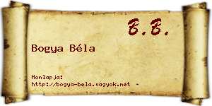 Bogya Béla névjegykártya